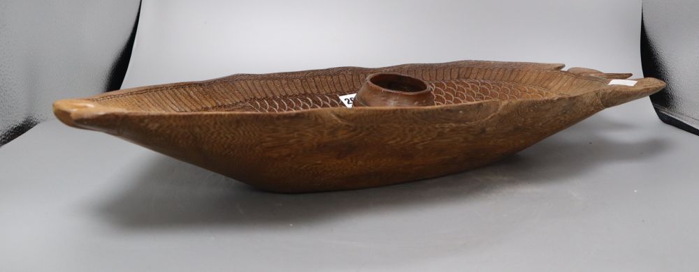 An African carved wooden fish shaped dish and a treen bowl